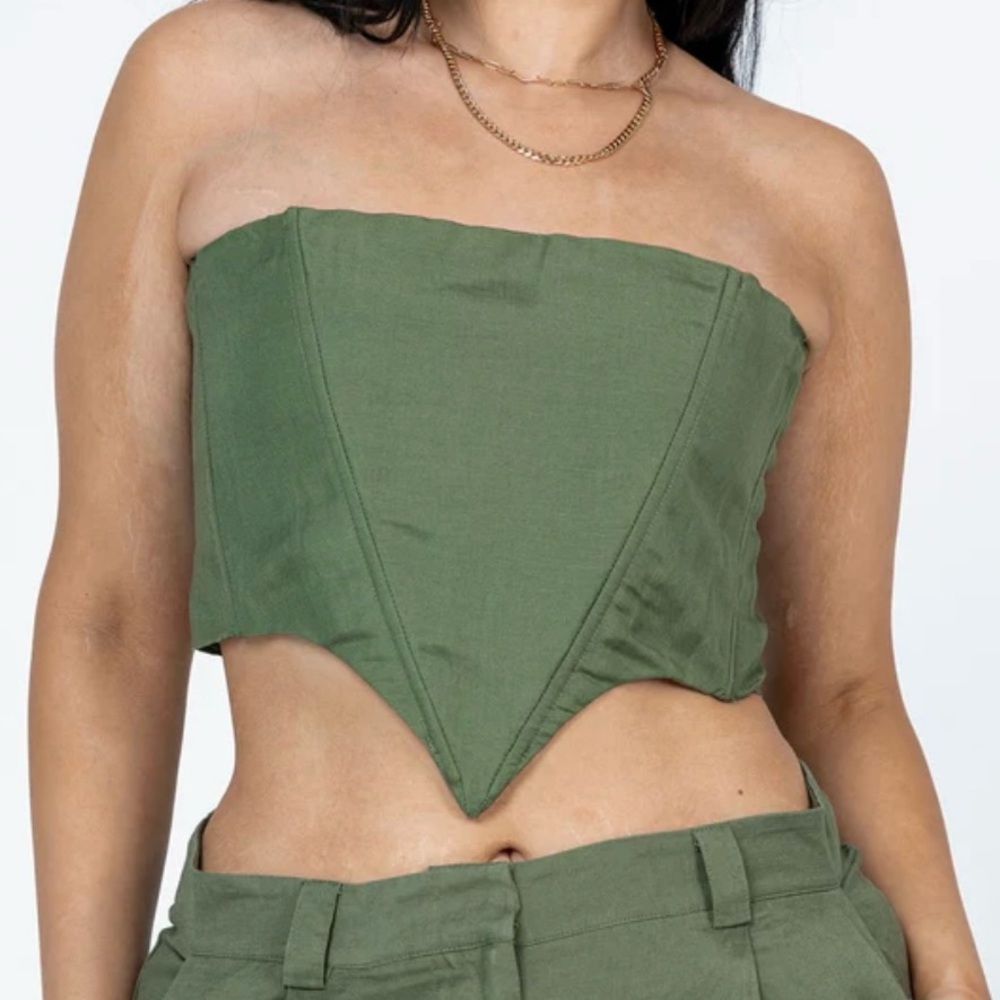 Princess Polly Lioness La Quinta Tube Top Khaki Green